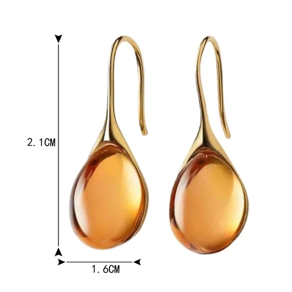 Yellow Stone Gold Earrings - NWT - Picture 2 of 4